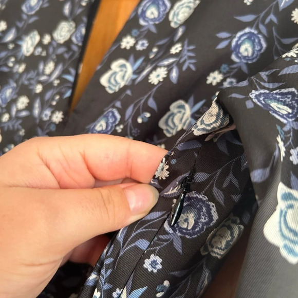 SANDRO BONNY CUT OUT FLORAL SATIN MIDI DRESS - Picture 10 of 10